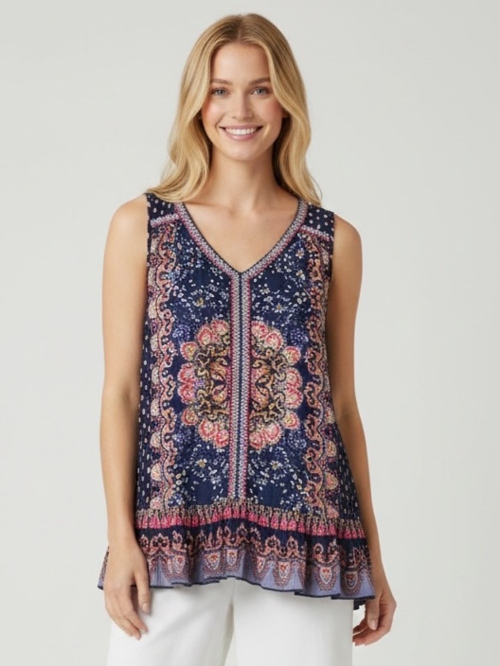 Bila Boho Peplum Tank Ruffle Oversized Top